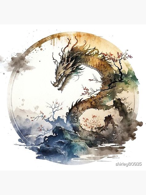 Dragon In Chinese, Chinese Fairy Tales, Chinese Fairy, Dragon Watercolor, Dragon Chino, Eagle Painting, Watercolor Stickers, Chinese Dragon, Art Board