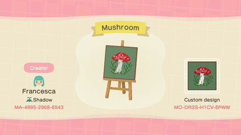 Mushroom Prints, Animal Crossing Custom Designs, Flag Code, Nerd Herd, Path Design, Mushroom Print, Flag Signs, New Animal Crossing, Inspiration Photos