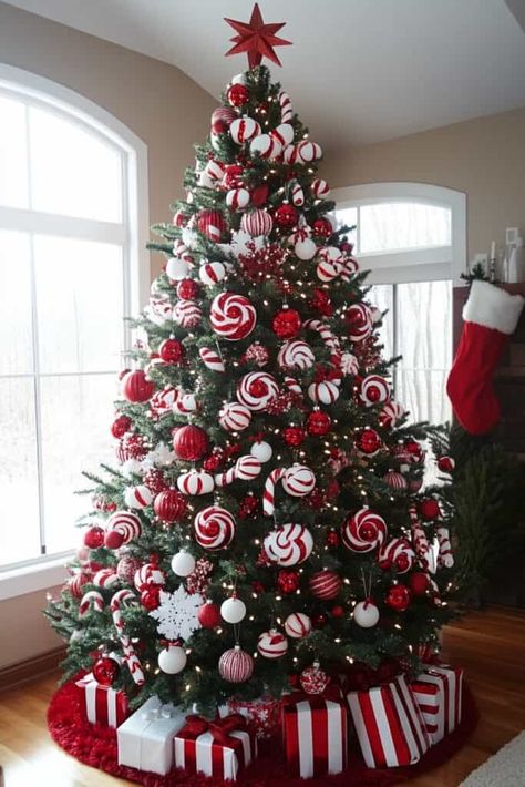 candy cane Christmas tree theme Candy Cane Christmas Decorations Tree, Candy Cane Tree Theme, Candy Cane Theme Tree, Candy Cane Christmas Tree Ideas, Candy Cane Christmas Tree Theme Decorating Ideas, Christmas Tree Candy Cane Theme, Peppermint Tree Christmas, Candy Cane Theme Christmas Tree, Candy Cane Christmas Tree Theme