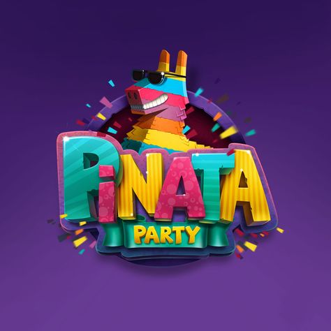 A logo for Pinata Party game. Piñata Logo Design, Game Art Style, Party Logo Design, Liquid Typography, Best Hotels In Vegas, Pinata Game, 2d Character Design, Artistic Fonts, Gaming Studio