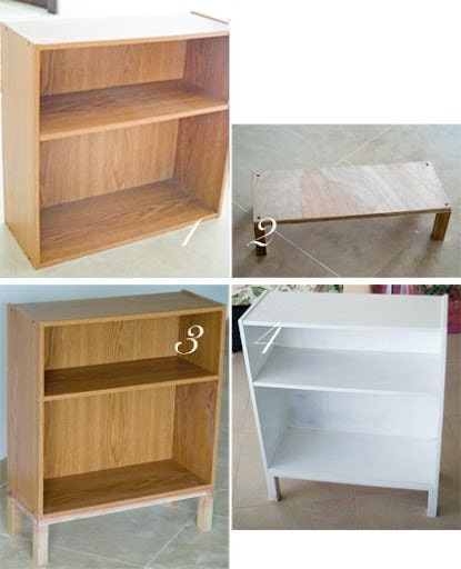 This is how I refurbished a cheap bookcase, one of those super-cheap flat-packed wood shavings and paper pieces of furniture. Cheap Bookcase, Cheap Bookshelves, Cheap Shelves, Bookcase Makeover, Bookshelf Makeover, Cheap Office Furniture, Trendy Furniture, Furniture Bookshelves, Furniture Rehab