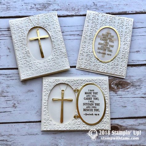 Christian Easter Cards Handmade, Peeps Art, A Cross Necklace, Cross Cards, Hold On To Hope, Stampin Up Sympathy Cards, Confirmation Cards, Easter Cards Handmade, Baptism Cards