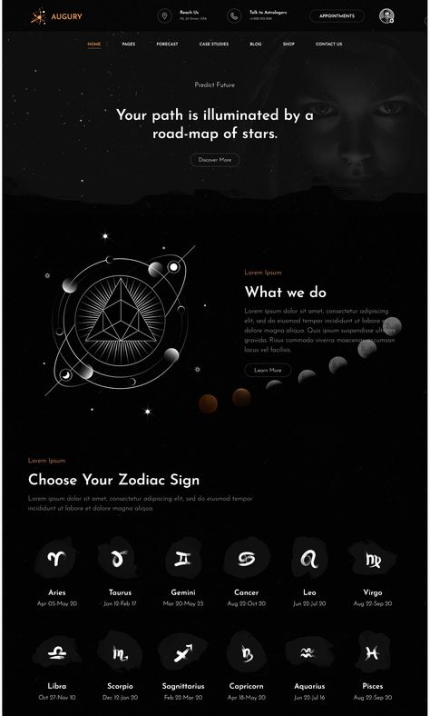 Horoscope and Astrology WordPress Theme Magical Website Design, Magic Website Design, Astrology Website Design, Spiritual Website Design, Crystal Website, Tarot Website, Space Website Design, Planet Astrology, Magic Website