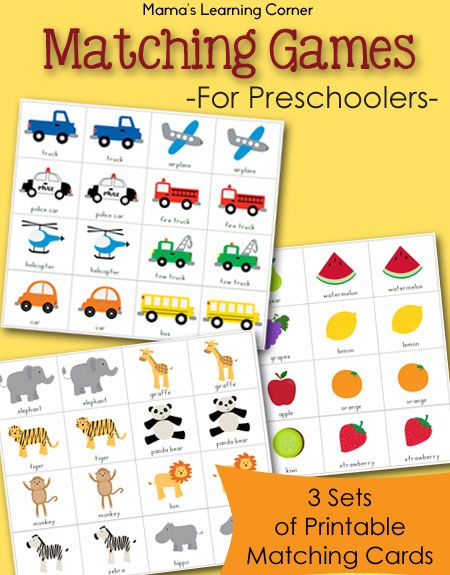 Matching Games for Preschoolers - 3 sets of printable matching cards Matching Games For Preschoolers, Games For Preschoolers, Match Games, Learning Corner, Transportation Preschool, Free Printable Games, Memory Games For Kids, Transportation Theme, Match Game