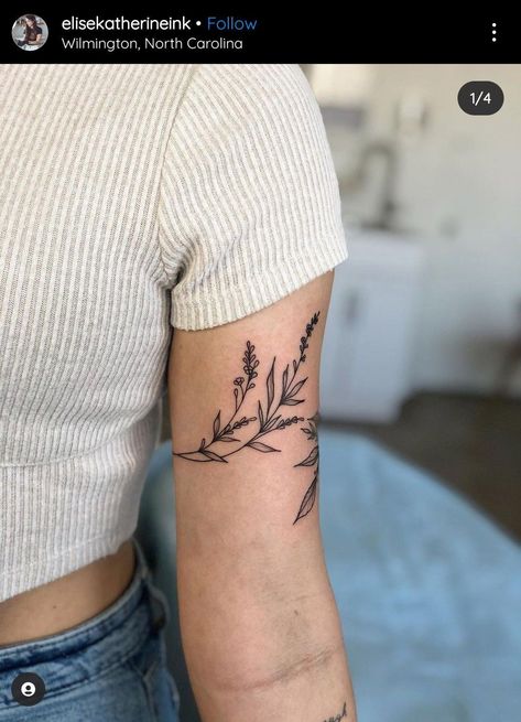 Botanical Wrist Wrap Tattoo, Greenery Wrap Tattoo, Greenery Wrap Around Tattoo, Plant Tattoo Wrap Around, Floral Tattoo Elbow, Fine Line Greenery Tattoo, Dainty Botanical Tattoo, Delicate Plant Tattoo, Hip Tattoos Women Floral