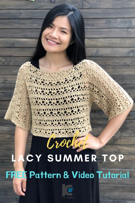 Crochet Lacy Summer Top - Free Crochet Pattern - (knitcroaddict) Bolero Haken, Ladies Tops Patterns, Lace Summer Tops, Lace Shrug, Gilet Crochet, Crochet Sweater Pattern Free, Crochet Ladies Tops, Crochet Bolero, Crochet Tops Free Patterns