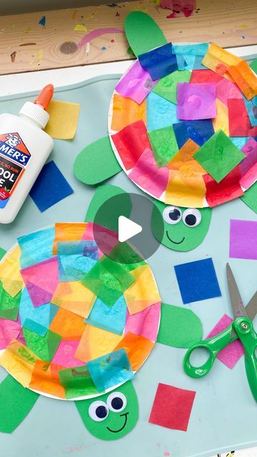 Deena Keller on Instagram: "Tissue Paper Turtles🐢 follow @abcdeelearning for more kids art ideas" Kids Tissue Paper Crafts, Turtle Art Preschool, Turtle Crafts For Toddlers, Paper Plate Crafts For Kids Easy, Turtle Crafts Preschool, Easy Daycare Crafts, May Crafts For Kids, Crafts For 3yrs Old, Turtle Crafts For Kids