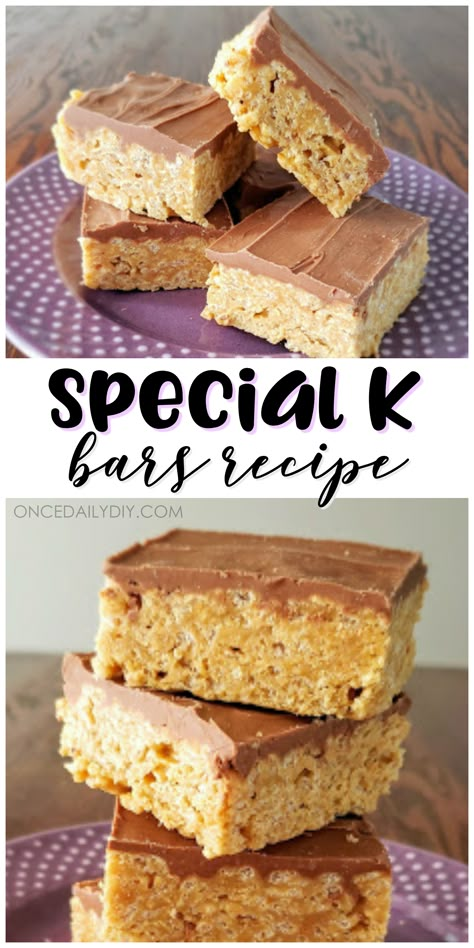 Gooey Special K Bars, Scotcheroos Recipe Special K Bars, Special K Dessert, Special K Candy, Special K Bars Without Corn Syrup, Kix Cereal Bars, Easy Special K Bars, Bake Sale Bars Easy, Special Kay Bars