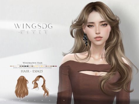 Sim4cc Hair, Windblown Hair, Sims Women Hair, Sims 4 Cc Hair Styles, Sims 4 Cc Hair Medium Length, The Sims 4 Cc Layered Hair, Realistic Hair Sims 4 Cc, Hair Styles Sims 4 Cc, Sims Long Hair Cc