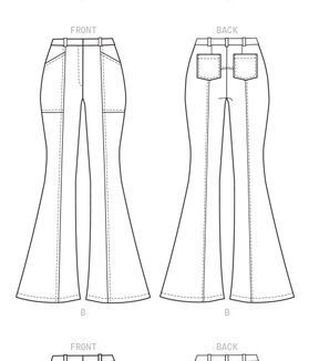 The McCall's Pattern M8007 Misses' Pants - Size 14 - 16 - 18 - 20 - 22 will let you stitch like a pro You can use this pattern to make stylish pants with flared hems that are perfect to wear to dates, casual outings, work and more Pants A, B and C will have flared hems, belt carriers and fly front B: Front and back patch pockets C: Contrast panelsBrand: McCall'sSize: 14 - 16 - 18 - 20 - 22 Womens Pants Pattern, Flared Pants Pattern, Winter Sewing Patterns, Women Pants Pattern, Pretty Pants, Jeans Pattern, Pants Drawing, Winter Sewing, Sewing Jeans