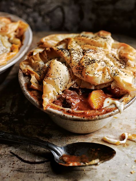 braised lamb, butternut and stracchino filo pies from donna hay magazine autumn issue #86 Caerphilly Cheese, Donna Hay Recipes, Leek Pie, Welsh Recipes, British Cooking, Uk Recipes, Braised Lamb, Scottish Recipes, Cheese Pies