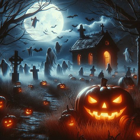 Ai Generated Pumpkins In Graveyard The Spooky Night Halloween Backdrop Background, Ai Generated Pumpkins In Graveyard In The Spooky Night, Halloween Backdrop, Halloween Night Background Image And Wallpaper for Free Download Free Halloween Backgrounds, Grave Halloween, Haunted House Halloween Party, Spooky Background, Haunted Graveyard, Halloween Graveyard, Spooky Night, Halloween Backdrop, Halloween Moon