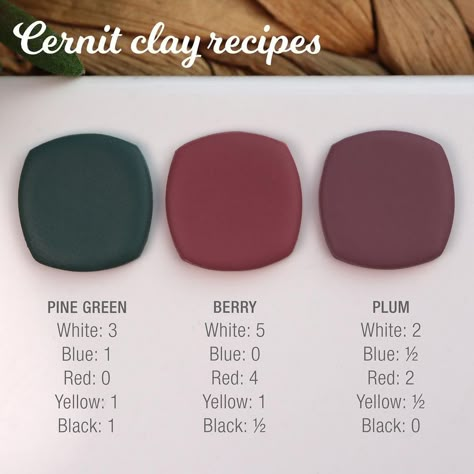 For the Cernit polymer clay lovers - 10 freebie colour recipes! The lovely Liz at @clayrepository sent me some Cernit Number One to have a… | Instagram Fimo Colour Mixing Chart, Polymer Clay Colour Palette, Premo Clay Recipes, Maroon Clay Recipe, Premo Color Recipes Free, Polymer Clay Recipe Color, Polymer Color Recipes, Polymer Clay Color Combinations, Clay Colour Recipe