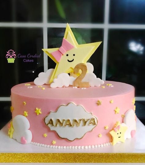 Twinkle little Star Cake Cartoon Cakes For Kids, Twinkle Star Cake, Star Shaped Cake, Baptismal Cake, Twinkle Twinkle Little Star Cake, Twinkle Little Star Cake, Second Birthday Cakes, Cake Designs For Kids, Small Birthday Cakes