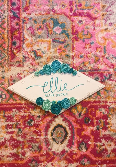 Adpi Diamond Board, Sorority Pin Box Ideas, Adpi Aesthetic, Initiation Ideas, Alpha Phi Canvas, Sorority Pin Box, Senior Picnic, Big Lil Gifts, Camp Themes