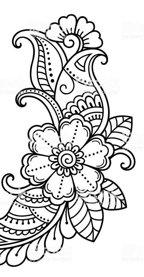 Flowers Mehndi, Sharpie Drawings, Flower Pattern Drawing, Armband Tattoos, Doodle Art Flowers, Henna Tattoo Designs Hand, Coloring Pages Inspirational, Flower Drawing Design, Zen Doodle Art