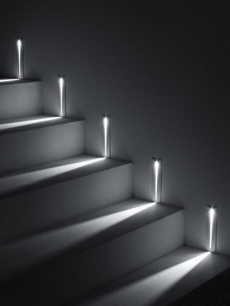 Led Staircase, Staircase Lighting Ideas, Led Stair Lights, Blitz Design, Stair Lights, Sensor Lights, Staircase Wall, Staircase Lighting, Recessed Wall Lights