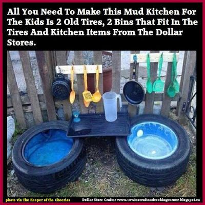 Dollar Store Crafter: DIY Mud Kitchen ~ Backyard Fun Eyfs Outdoor Area, Outdoor Play Space, Outdoor Learning Spaces, Outdoor Play Spaces, Diy Mud Kitchen, Outdoor Play Areas, Kids Garden, Kids Outdoor Play, Outdoor Play Area