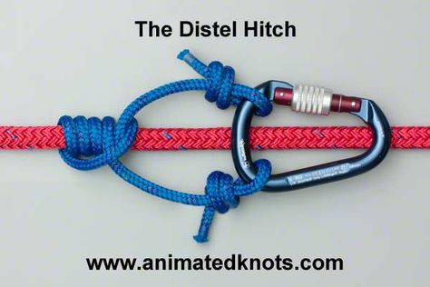 The Distel knot for rope ascending // Animated Knots, Climbing Knots, Bowline Knot, Reef Knot, How To Braid, Loop Knot, Survival Knots, Knots Guide, Overhand Knot