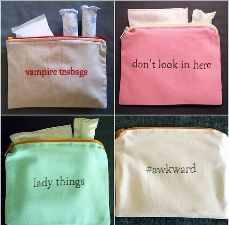 Need Pad Bag Period, Period Bag Ideas, Period Pouch Ideas, Vampire Teabags, Period Bags, Tampon Bag, Period Pouch, Period Bag, Period Party