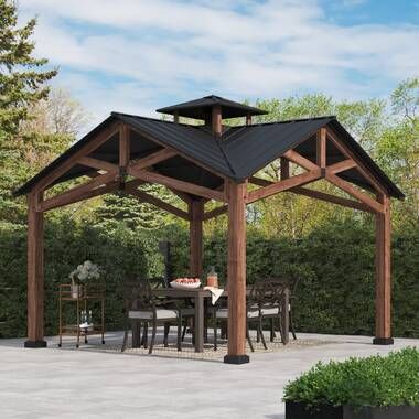 Outdoor Living Today SpaceSaver 8 ft. W x 4 ft. D Solid Wood Lean-To Tool Shed & Reviews | Wayfair Wood Gazebo, Outdoor Structure, Grill Gazebo, Wooden Gazebo, Steel Roof, Hardtop Gazebo, Backyard Pavilion, Outdoor Gathering, Outdoor Gazebos