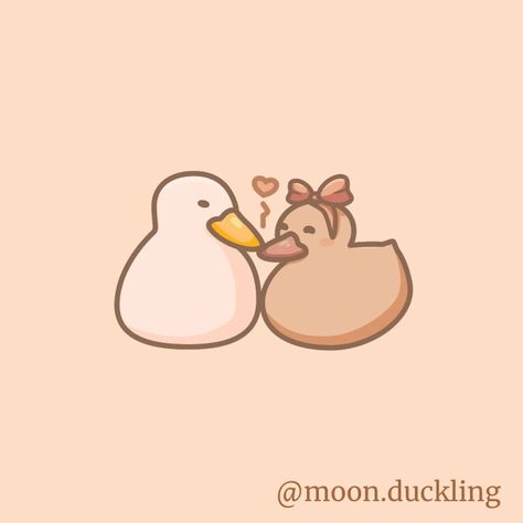 Pink digital painting showing two ducks sharing a kiss. There is a little heart between them And the duck on the right Is wearing a Pink headband. Vector illustration, artwork, art. Duck Love Drawing, Ducks In Love Drawing, Two Ducks In Love, Ducks In Love, Duck Wedding, Duck Couple, Mini Doodles, Kissing Drawing, Cute Matching Tattoos