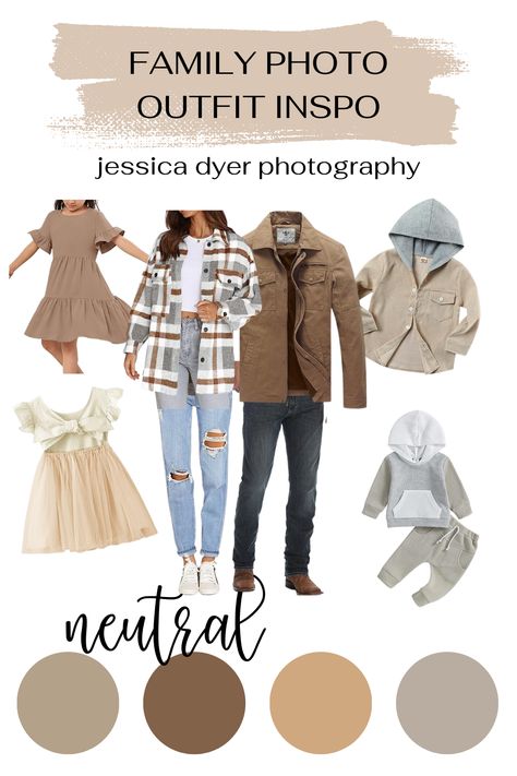 Brown And Gray Family Photos, Neutral Fall Color Palette Clothes, Fall Family Photos Color Scheme Jeans, Family Autumn Photoshoot, Neutral Fall Family Photo Outfits, Fall Family Photos Outfits, What To Wear Photoshoot, Family Photo Outfits Fall, Family Christmas Pictures Outfits