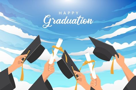 Graduating students of pupil hands in go... | Premium Vector #Freepik #vector #background Graduation Background Ideas, Graduate Illustration, Graduate Poster, Background Graduation, Graduation Illustration, Graduation Background, Graduation Cartoon, Illustrator Hacks, Wallpaper Powerpoint