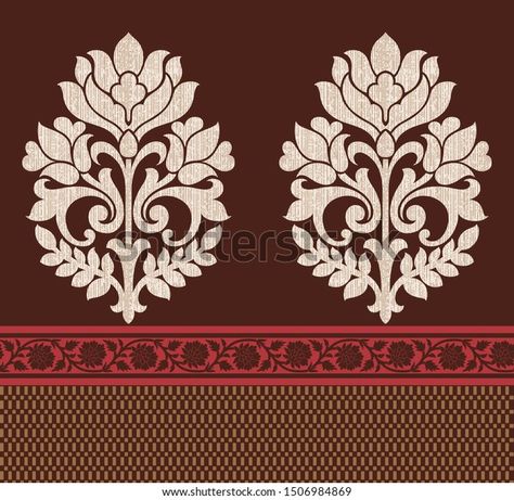 Traditional Background, Computer Embroidery Machine, Indian Motif, Flower Drawing Design, Textile Prints Design, Border Embroidery Designs, Textile Pattern Design, Floral Drawing, Cloth Flowers