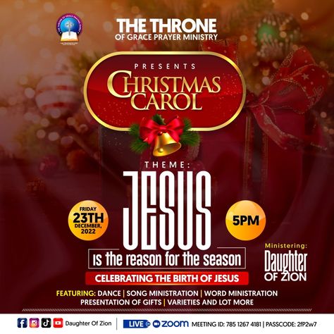 Carol Service Flyer Design, Christmas Flyer Design Graphics, Christmas Sales Flyer, Christmas Carol Flyer Design, Christmas Sales Flyer Design, Christmas Flyer Design, Church Template, Graphic Design Inspiration Poster, Christian Graphic Design