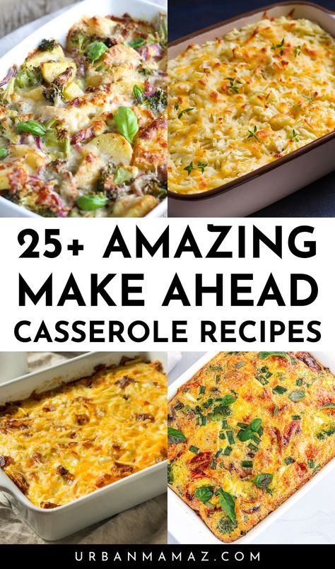 Looking for amazing casserole recipes? Check out this list of 25+ delicious make ahead casseroles for brunch and dinner. Make Ahead Casserole Recipes For Dinner, Winter Dinner Recipes Casseroles, Savory Casserole Recipes, September Casseroles, Casserole Ideas For Dinner, Casserole Ideas For A Crowd, Easy Delicious Casseroles Dinners, Casseroles You Can Make Ahead, Best Casserole For A Crowd