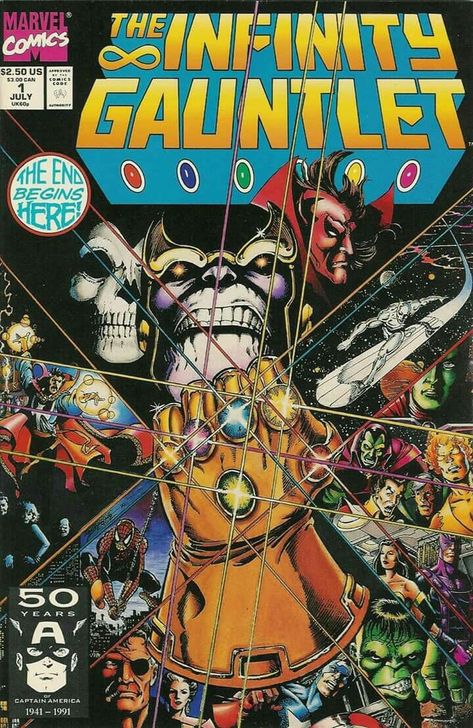 Infinity Gauntlet Comic, The Infinity Gauntlet, Marvel Comics Covers, Infinity Gauntlet, Marvel Infinity, Grade 9, Avengers Comics, Superhero Comics, Marvel Comic Books