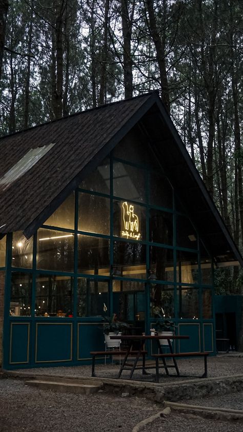 #somewhere #caught #cafe #forest Forest Cafe Aesthetic, Cafe In The Woods, Architecture Final Project, Fantasy Cafe, Mountain Cafe, Ice Cream Bike, Forest Cafe, Cafe Exterior, Forest Designs