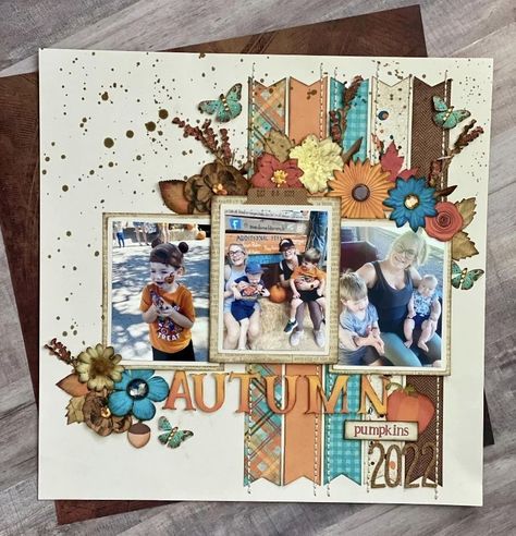 Autumn Layout, Thanksgiving Scrapbook Layouts, Scrapbook Calendar, Scrapbook Gallery, Fall Scrapbook Layouts, Halloween Layout, Scrapbook Design Layout, Beautiful Scrapbook Layouts, Scrapbook Pictures