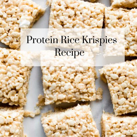 Protein Rice Krispies Recipe Protein Rice Crispy Treats, Protein Rice, Rice Krispies Recipe, Protein Balls Recipes, Krispie Treats Recipe, Late Night Snack, Protein Treats, Rice Crispy Treats, Rice Krispie Treats