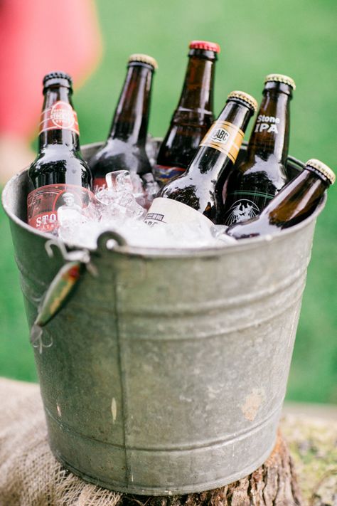 beer in a bucket Wedding Ice Bucket, Beer Station, Wedding Beer, Drink Stations, Drink Bucket, Beer Bucket, Beer Photography, Bucket Filling, Drink Station