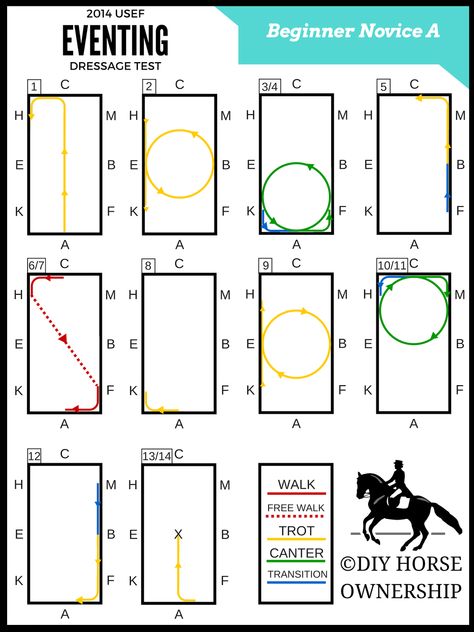 USEF 2014 Beginner Novice Eventing Dressage Diagrams BN A Dressage Exercises Training, Horse Jumping Exercises, Riding Ideas, Dressage Tests, Riding Exercises, Dressage Exercises, Dressage Arena, Horse Training Exercises, Horseback Riding Tips