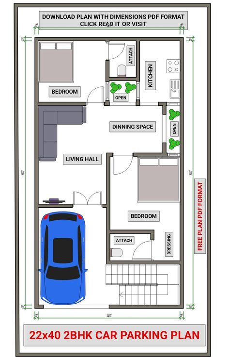 DOWNLOAD PLAN IN PDF FORMAT CLICK READ IT OR VISIT #22x402bhkhouseplan #floorplan #22x40floorplan #22by40feethousedesign #infintyraystudioplans 22×40 House Plan, Parking Plan, Grid Ceiling, Sector 17, Budget House Plans, 20x40 House Plans, 30x40 House Plans, Two Story House Design, 2bhk House Plan