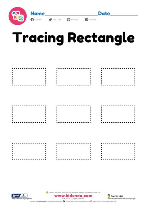 Free PDF Printable Tracing Shapes Worksheets for Kids Trace Rectangle Worksheet, Rectangle Tracing Worksheet, Rectangle Shape Worksheets For Preschool, Rectangle Worksheets For Preschool, Rectangle Worksheet Preschool, Rectangle Worksheet, Maths Nursery, Tracing Shapes Worksheets, Tracing For Toddlers