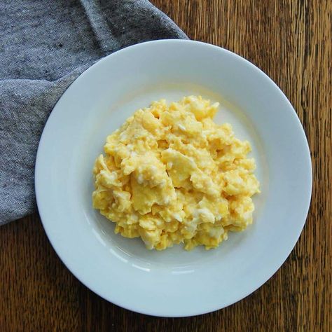 Creamy Scrambled Eggs Creamy Eggs Scrambled, Scrambled Eggs With Sour Cream, Silky Scrambled Eggs, Scrambled Eggs Without Milk, Scrambled Eggs Photography, Hotel Scrambled Eggs, Best Scrambled Eggs, Creamy Scrambled Eggs, Fluffy Scrambled Eggs