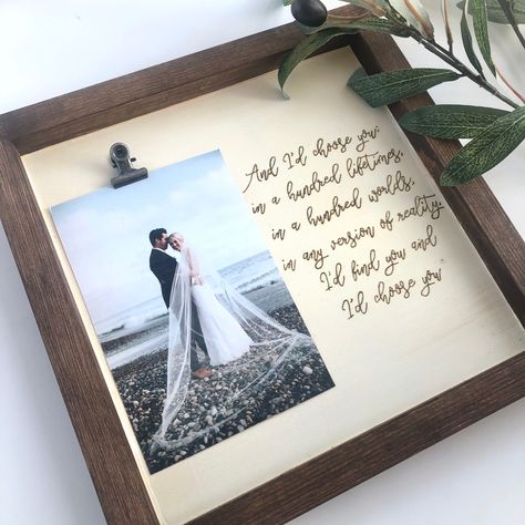 Personalized Picture Frame, Wood Burned Frames, Picture Frame Design, Picture Frame Quotes, Engraved Picture Frames, Gifts For Boyfriends, Unique Gifts For Boyfriend, Quote Picture, Anniversary Pictures