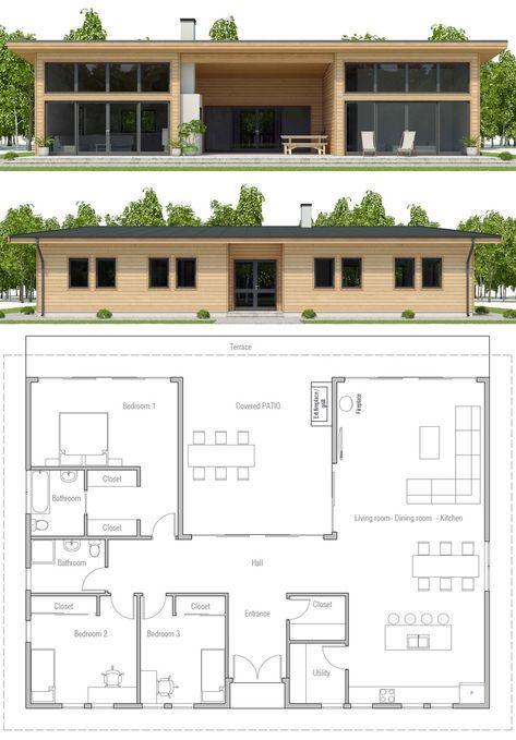 Small House Plan Small Modern House Plans, Barndominium Plans, Casa Country, Barndominium Floor Plans, Small House Plan, Container House Plans, Cottage Plan, Barn Style House, House Blueprints