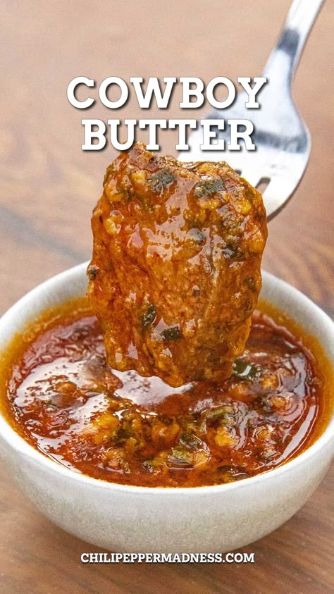 A forkful of the delicious Cowboy Butter London Boil Recipe, Shrimp Dips, Cowboy Butter Recipe, Cowboy Butter, Flavored Butter Recipes, Butter Recipes Homemade, Homemade Sauce Recipes, Chicken Shrimp, Flavored Butter