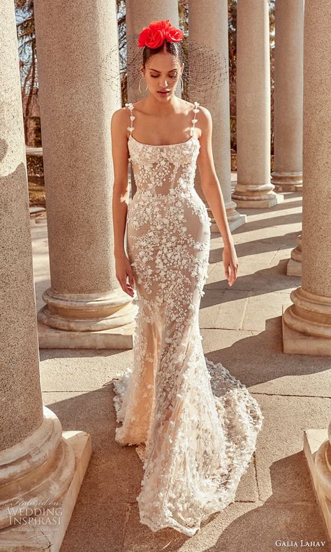 Wedding Dress Embellished, Couture Mermaid Wedding Dress, Lace Embroidery Wedding Dress, Galia Lahav Couture, Gahlia Lahav, Romantic Wedding Dress 2023, Couture Gowns Wedding, Galia Lahav Wedding Dress Catalina, Summer Bridal Dresses