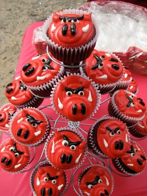 Razorback Birthday Party, Razorback Cupcakes, Razorback Cake, Razorback Decor, Razorback Party, Pig Cupcakes, Tailgate Essentials, Hog Heaven, Arkansas Razorback