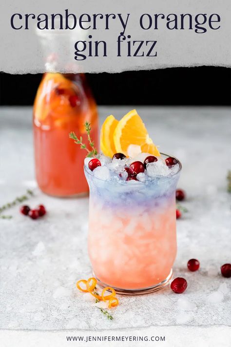 Orange Gin Fizz, Purple Gin, Ginger Beer Drinks, Beautiful Meals, Layered Cocktails, Craft Cocktail Recipe, Cranberry Juice Cocktail, Sleeve Surgery, Orange Wedges