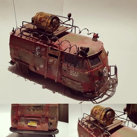 Vehicle Concept Art, Dieselpunk Vehicles, Kombi Motorhome, Vehicle Concept, Post Apocalyptic Art, Kombi Home, Zombie Hunter, Combi Vw, Plastic Model Cars