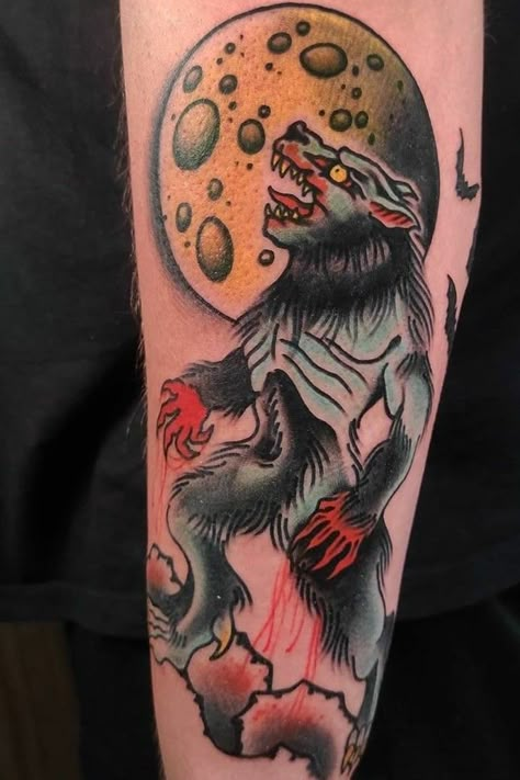 Tattoo uploaded by Dani Menéndez • My amazing werewolf! • 1475572 • Tattoodo Werewolf Tattoo Traditional, Werewolf Tattoo Design, Drawing Monsters, Halloween Tattoo Flash, Werewolf Tattoo, Sleeve Filler, Tattoo Sleeve Filler, Horror Tattoos, Black Drawing