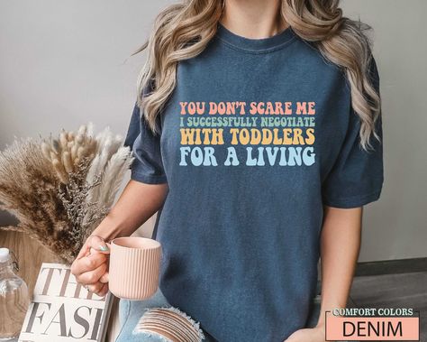 Daycare Tshirt Ideas, Childcare Shirts, Shirts For Teachers, Preschool Teacher Outfits Casual Summer, Daycare Shirt Ideas, Daycare Shirts Teachers, Daycare Teacher Shirts, Daycare Teacher Outfits, Prek Teacher Shirts