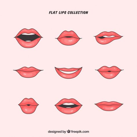 Beautiful lips set | Free Vector #Freepik #freevector #smile #lips #mouth #lipstick Lips Smiling, Mouth Animation, How To Draw Lips, Lips Illustration, Cartoon Mouths, Draw Lips, Female Lips, Smile Drawing, Anselm Kiefer